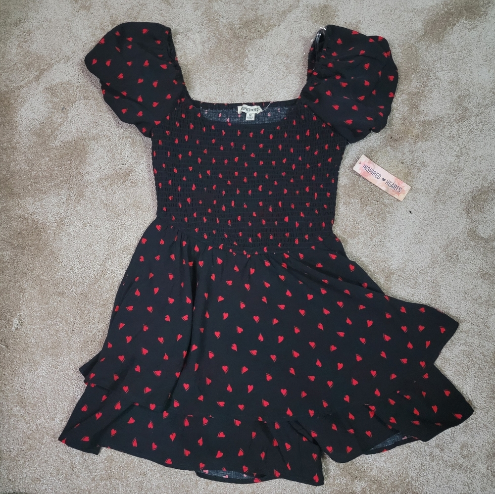 Black and Red Heart Dress Ju Iors Sz Med New W Tag Valentines